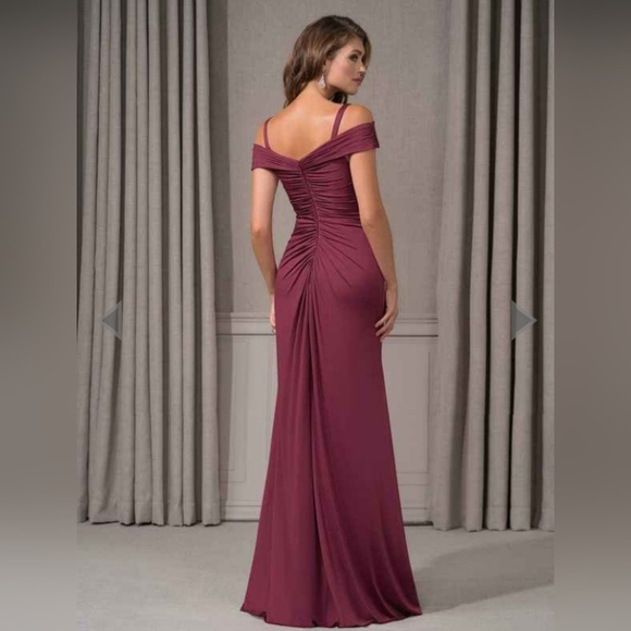 Azazie York Mulberry Off-Shoulder Floor-Length Evening Gown Dress - Picture 2 of 16